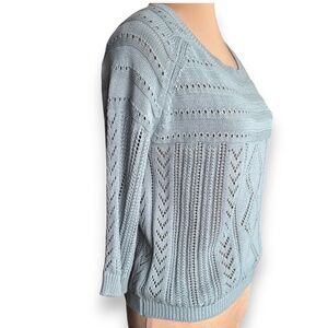 DESIGN HISTORY blue open knit sweater lightweight pullover